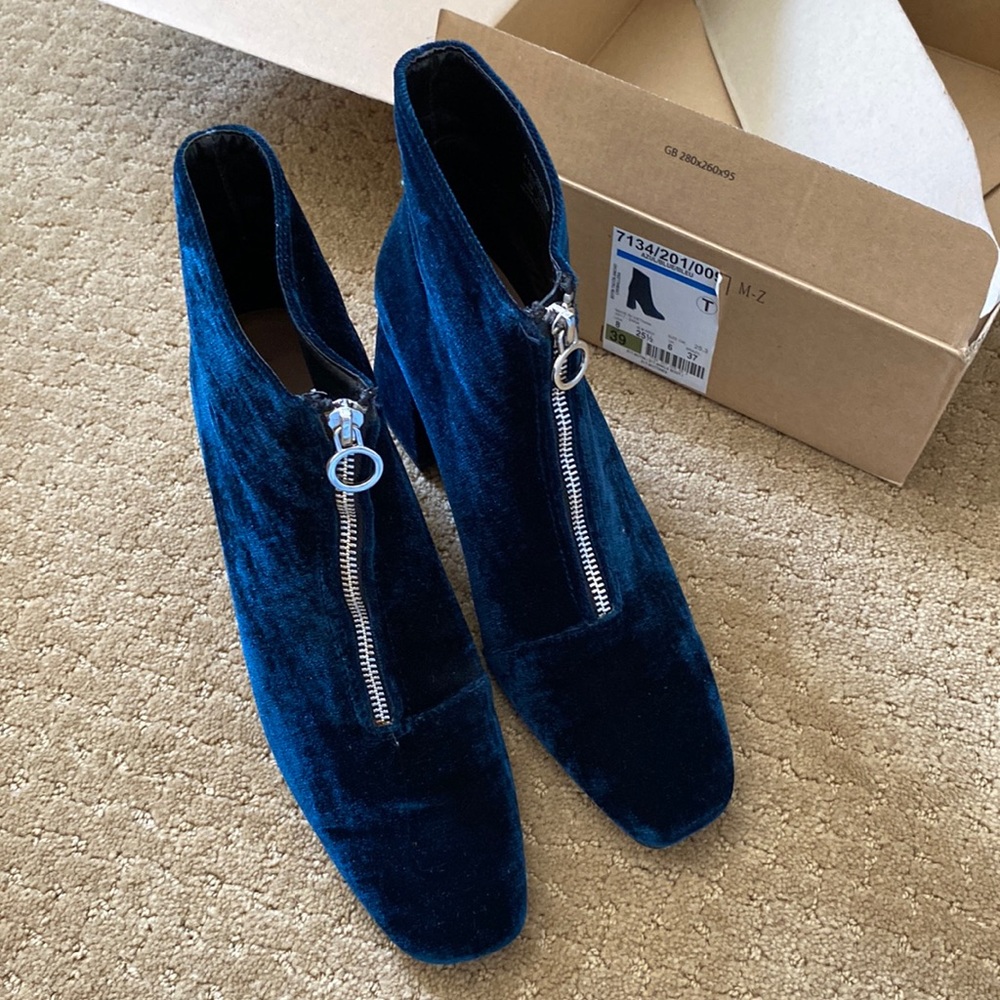 Zara Azul Blue Ankle Boots